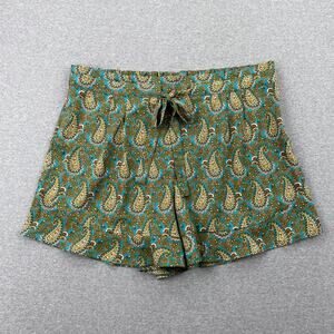 DR2 Paisley Tie Waist Casual Shorts Womens XXL Plus Green Pockets Lightweight